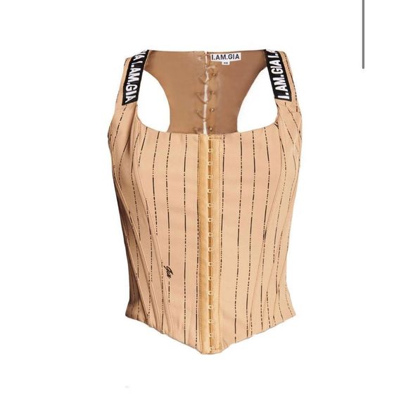 nwt iamgia siobhan tan pinstripe corset xs - Picture 5 of 5